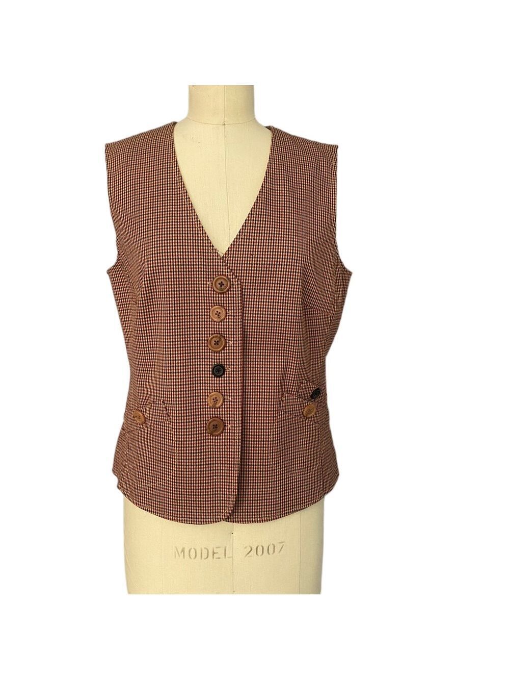 Relativity Brown Houndstooth Women’s Vest Sz M - Picture 2 of 10